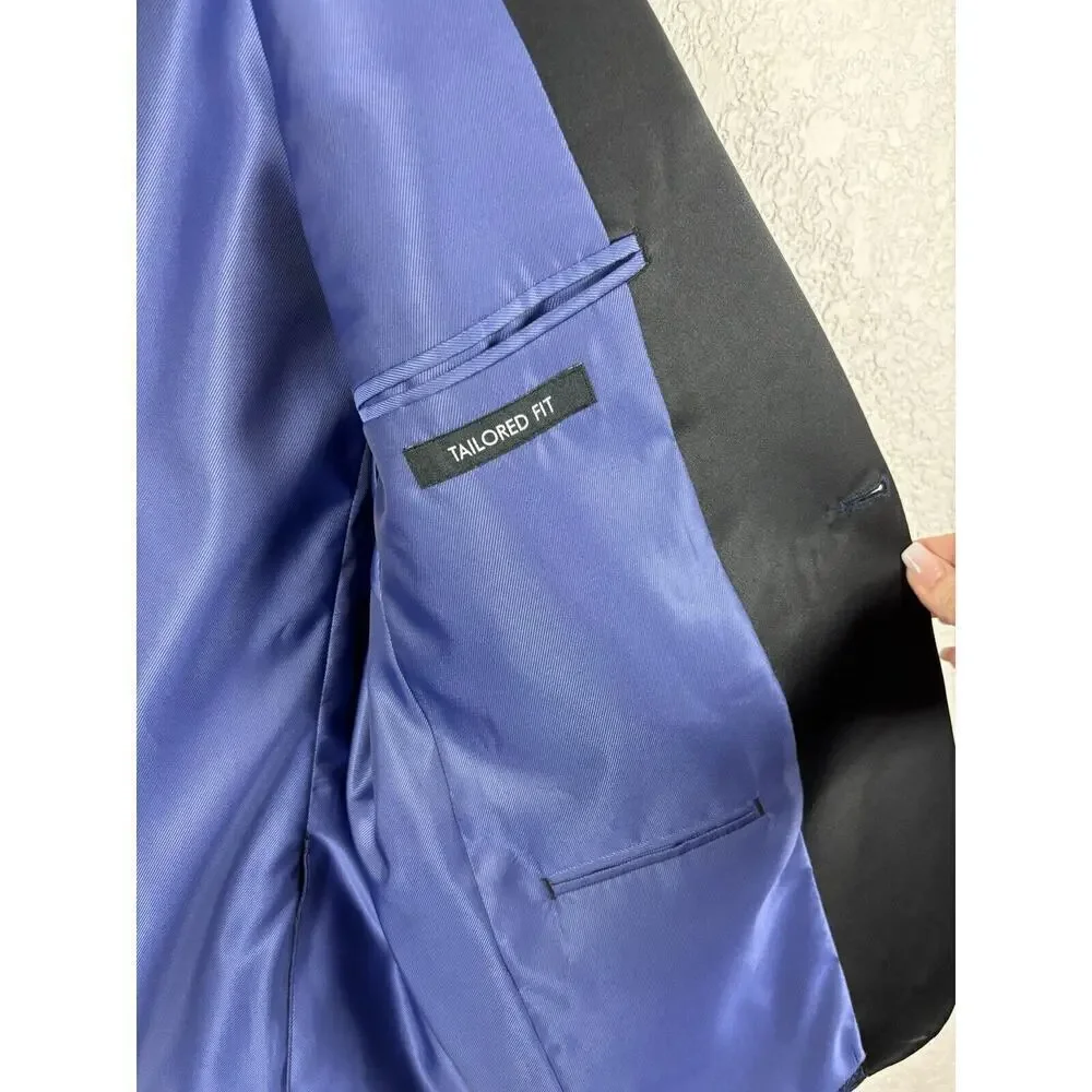 Jos A Bank Paisley Tailored Fit Sport Coat Blue Black Size‎ Medium Western Rodeo